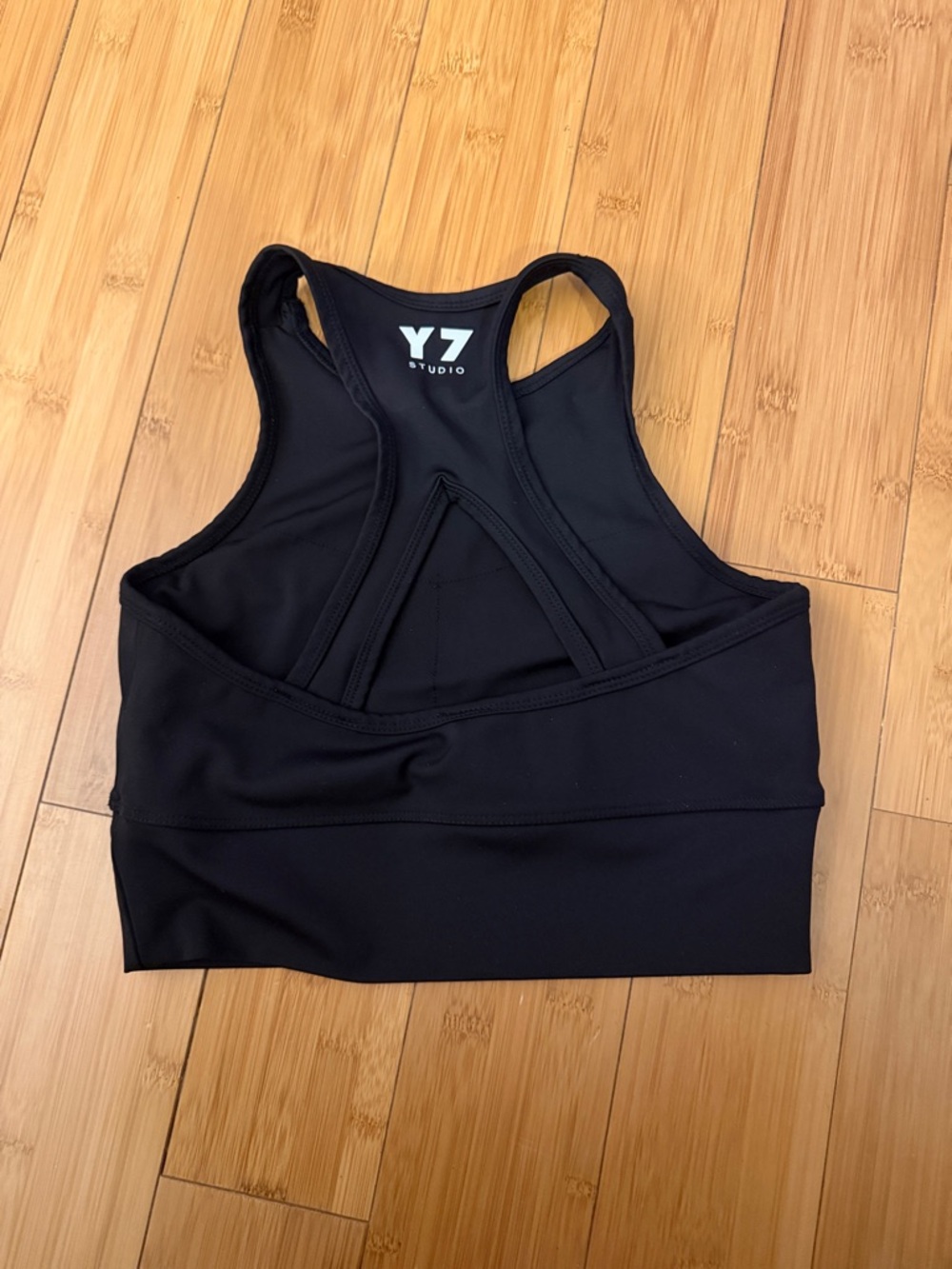 Black Racerback Sports Crop Top with White 'We Flow Hard' Script - Picture 2 of 3